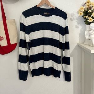 GAP Sweater Mens M Navy Gray Striped Rugby Long Sleeve Pullover Size Sweatshirt